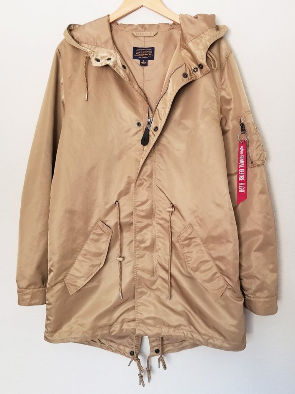 Alpha Industries Nylon M-59 Fishtail Mod Parka in Tan Khaki Beige Size L $250